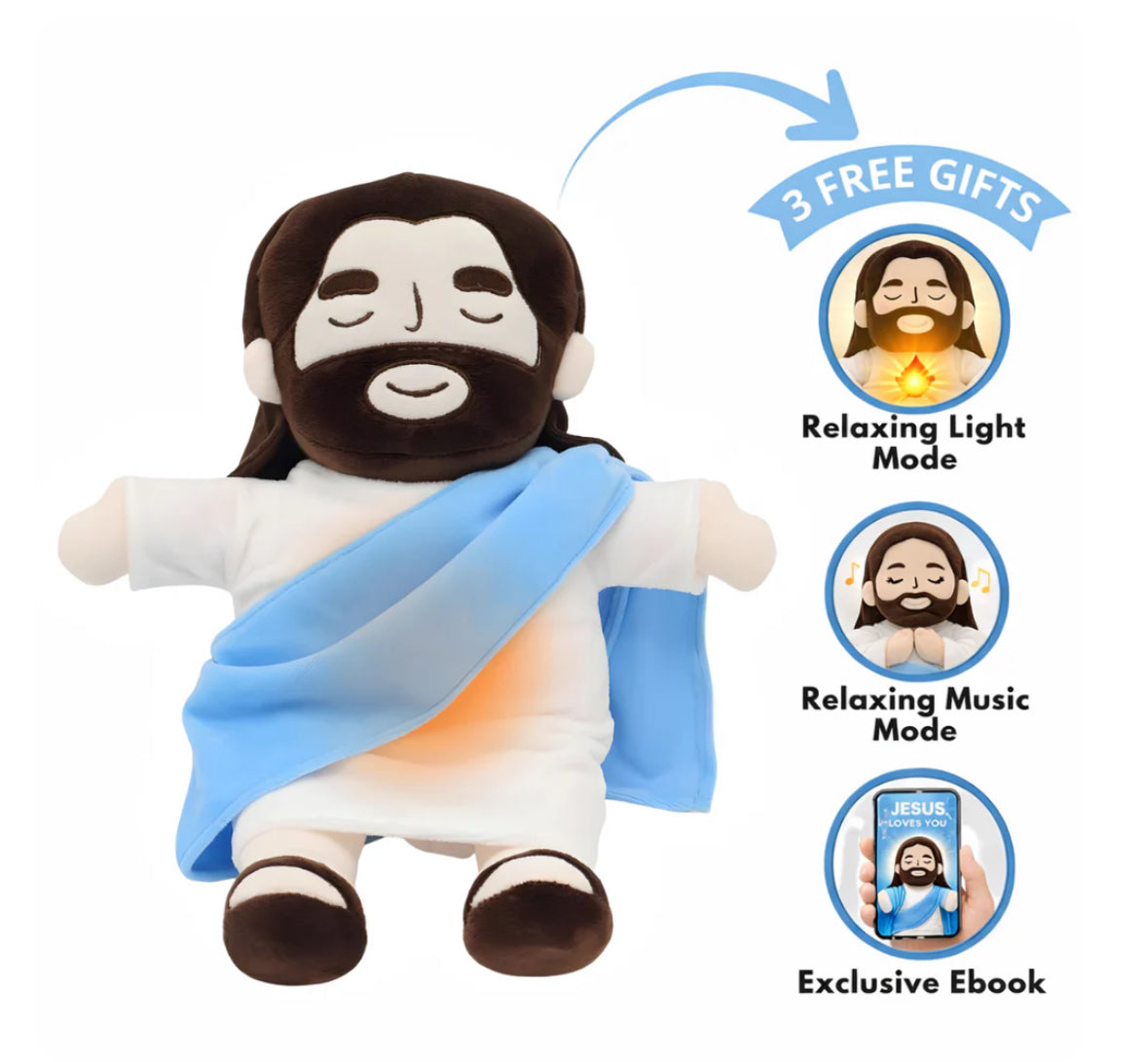Peluche Jésus qui respire pour l'anxiété